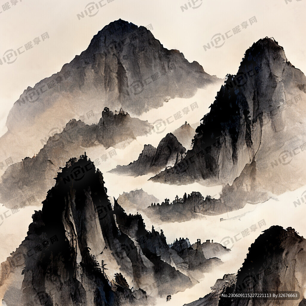 山谷 中国风 中国画 山水