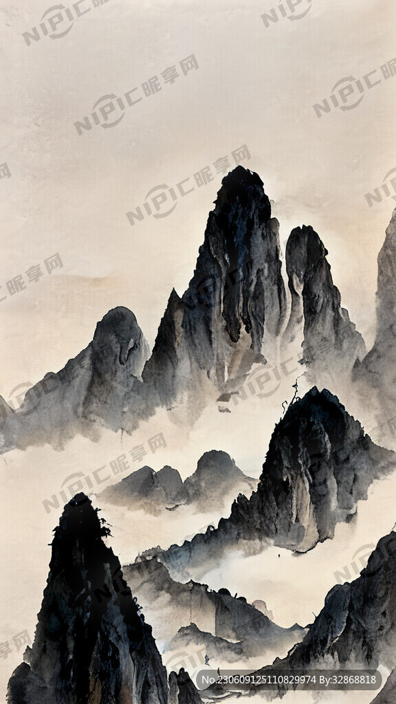 山谷 中国风 中国画 山水