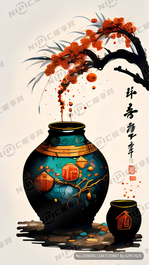 国潮矢量酿酒图