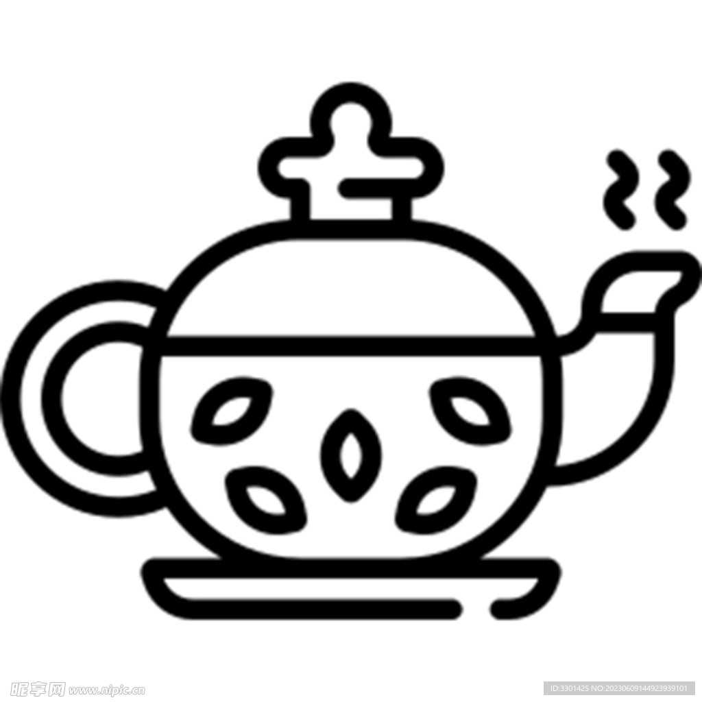 茶壶黑白图标 