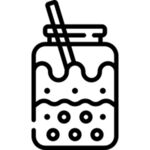 珍珠奶茶黑白图标 