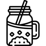 珍珠奶茶黑白图标 