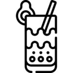 珍珠奶茶黑白图标 