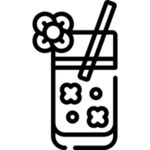 珍珠奶茶黑白图标 