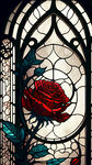 黑暗中的彩色玻璃，红色玫瑰花，梦幻场景，月亮，哥特多重光环