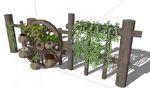 植物篱笆小景模型