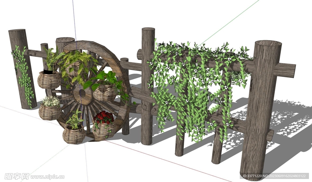 植物篱笆小景模型