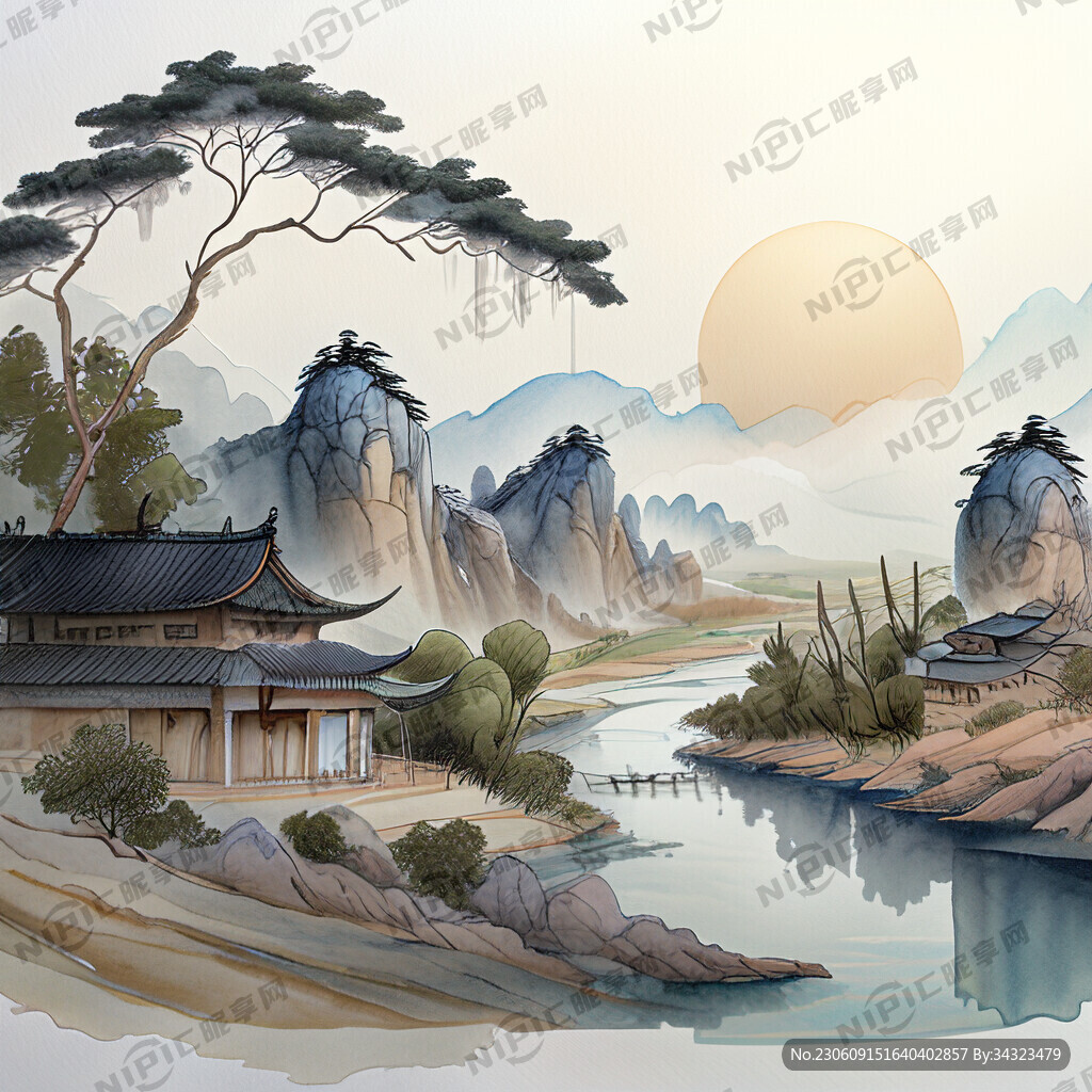 国潮风景插画