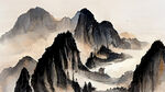山谷，中国风，中国画，山水，水墨风格，写意，意境，高雅，高清，仙风道骨。