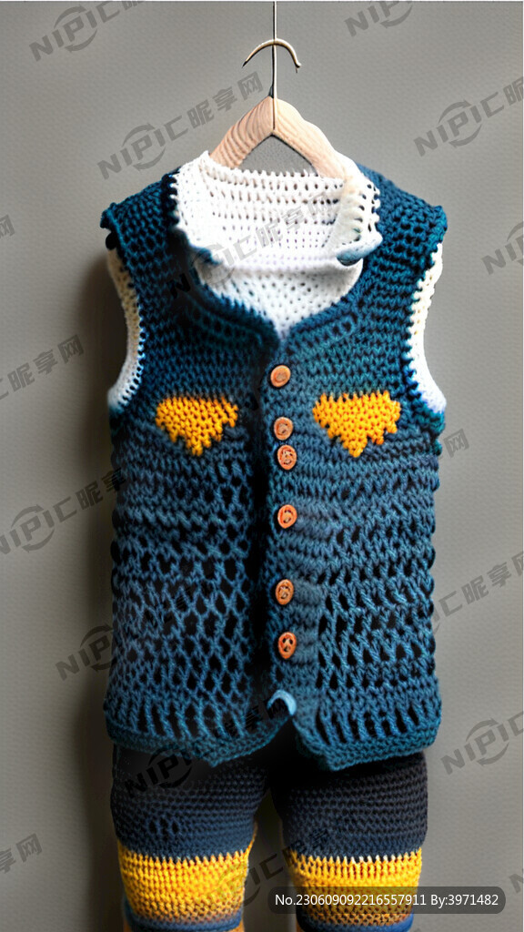 服装设计钩针儿童背心可爱男装