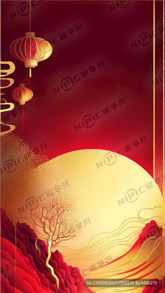 背景 红色 金色线条