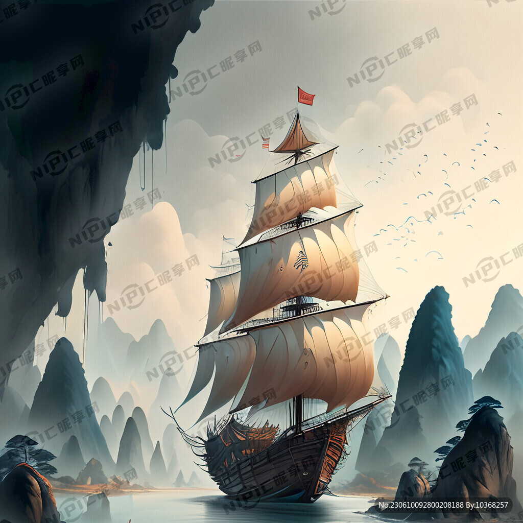 一帆风顺创意构图