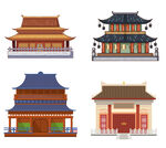 寺庙楼阁插画