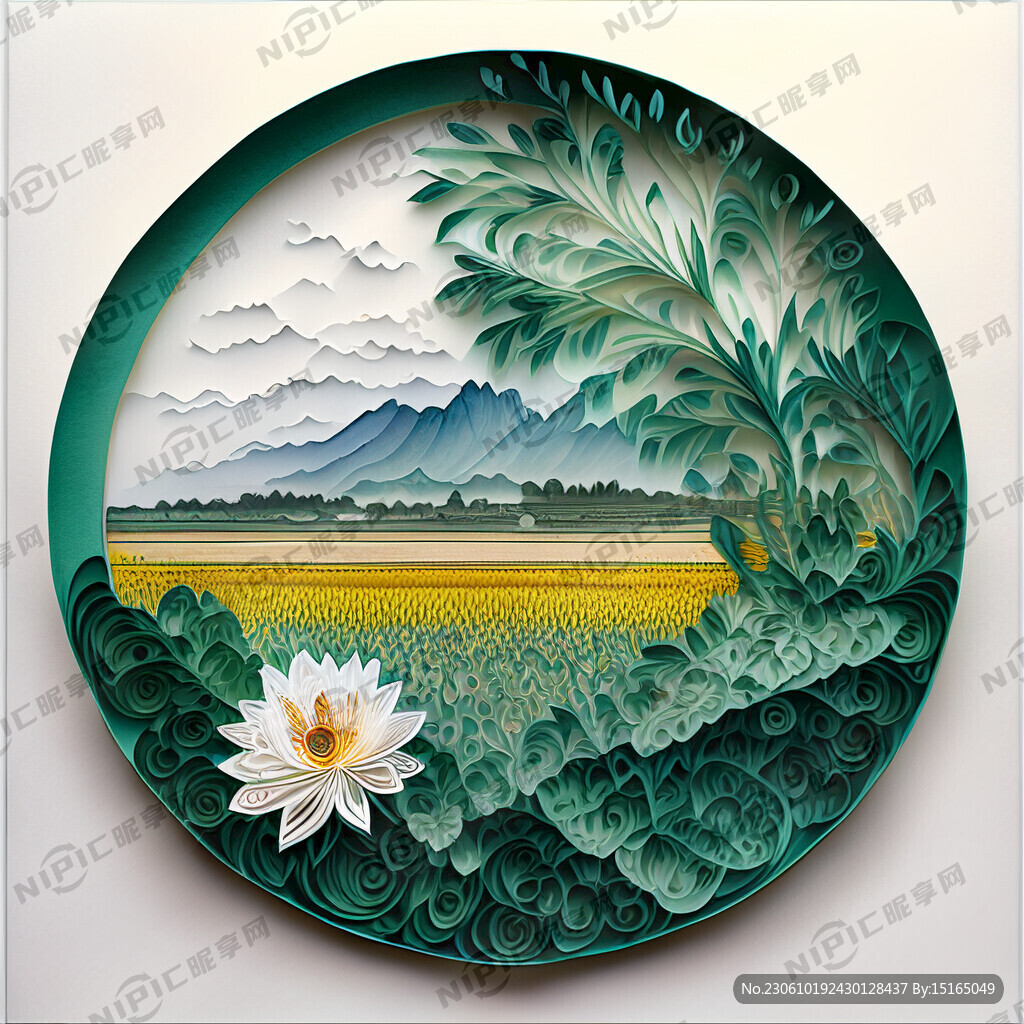 衍纸艺术 油田抽油机 唯美绿色