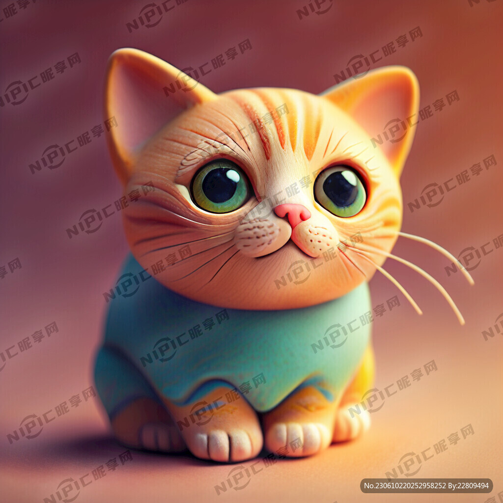 可爱 猫 黏土 温暖 彩色