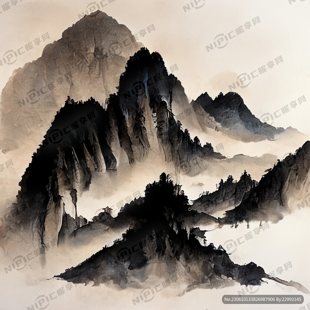 山谷 中国风 中国画 山水