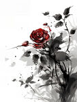 水墨玫瑰花