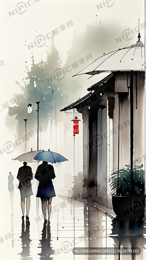 一个大在沙莫等待大雨