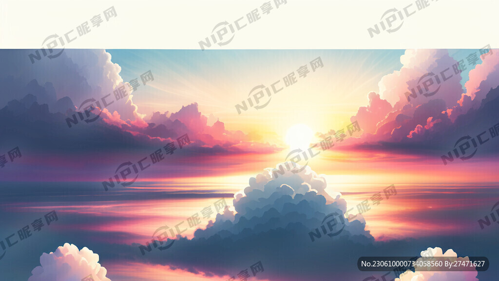 白色背景天空梦幻彩色白云明亮中