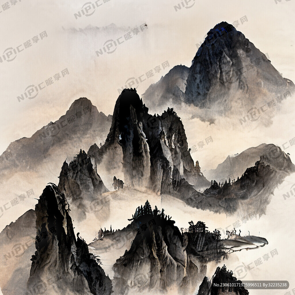 山谷 中国风 中国画 山水