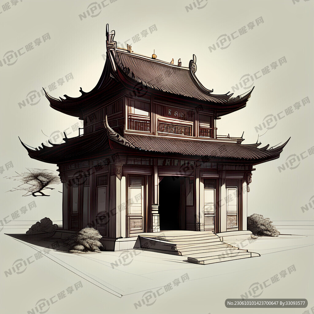 殡仪馆 建筑 元素 线稿 图形