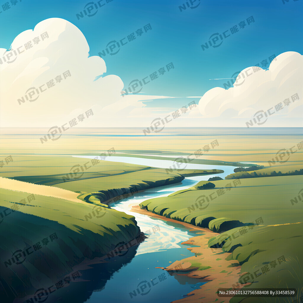 上面有蓝天 中间有草原