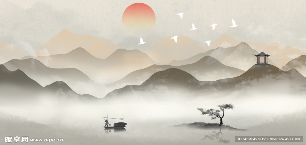中国风山水画
