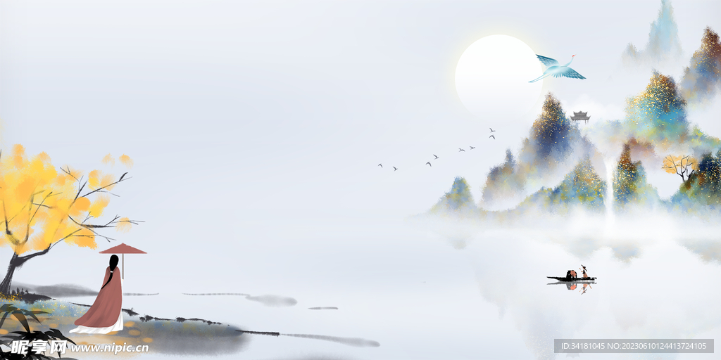 中国风山水画背景