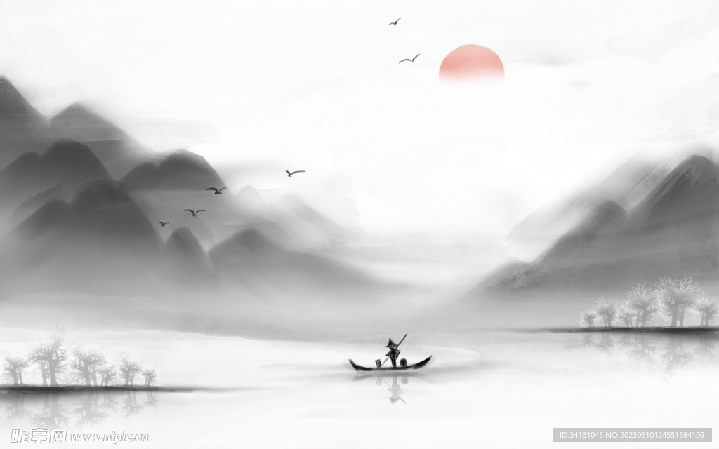 中国风山水画背景