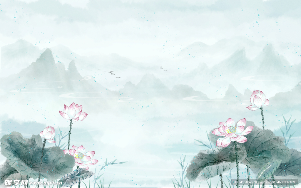 中国风荷花