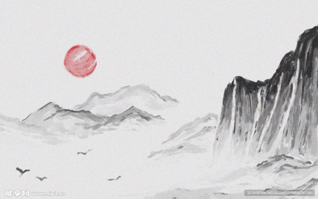 中国风山水墨