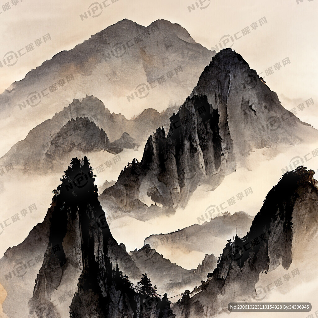 山谷 中国风 中国画 山水