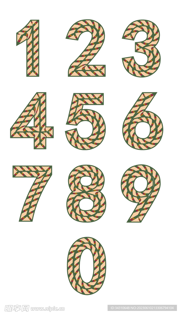 阿拉伯数字艺术字文字矢量