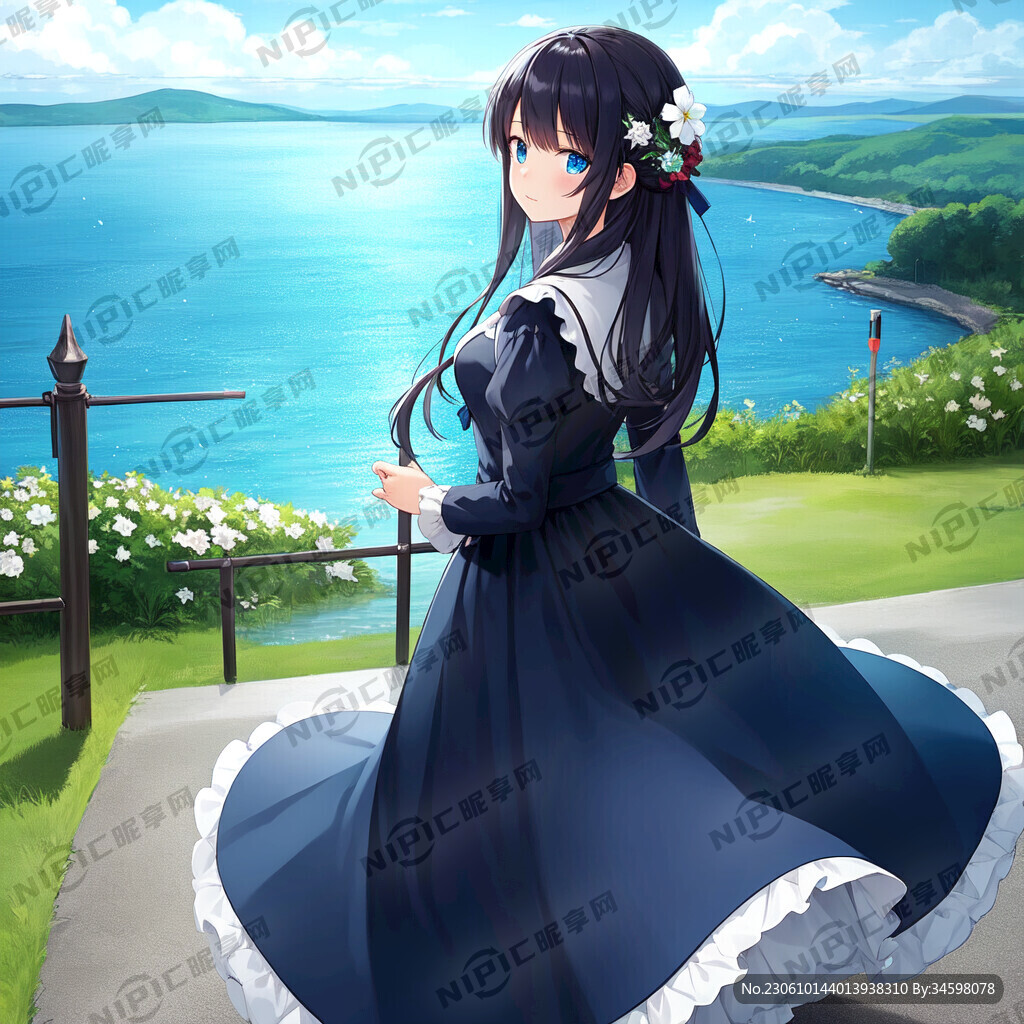一个女生穿着长裙在跨海大桥上眺