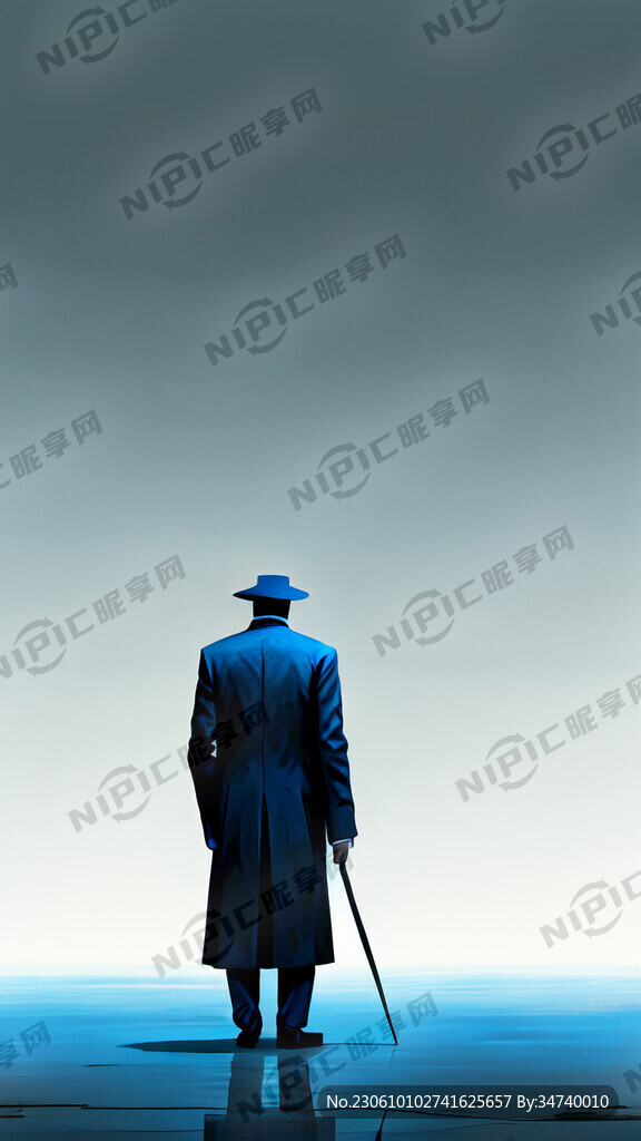 孤独的人 西装革履 黑色蓝色