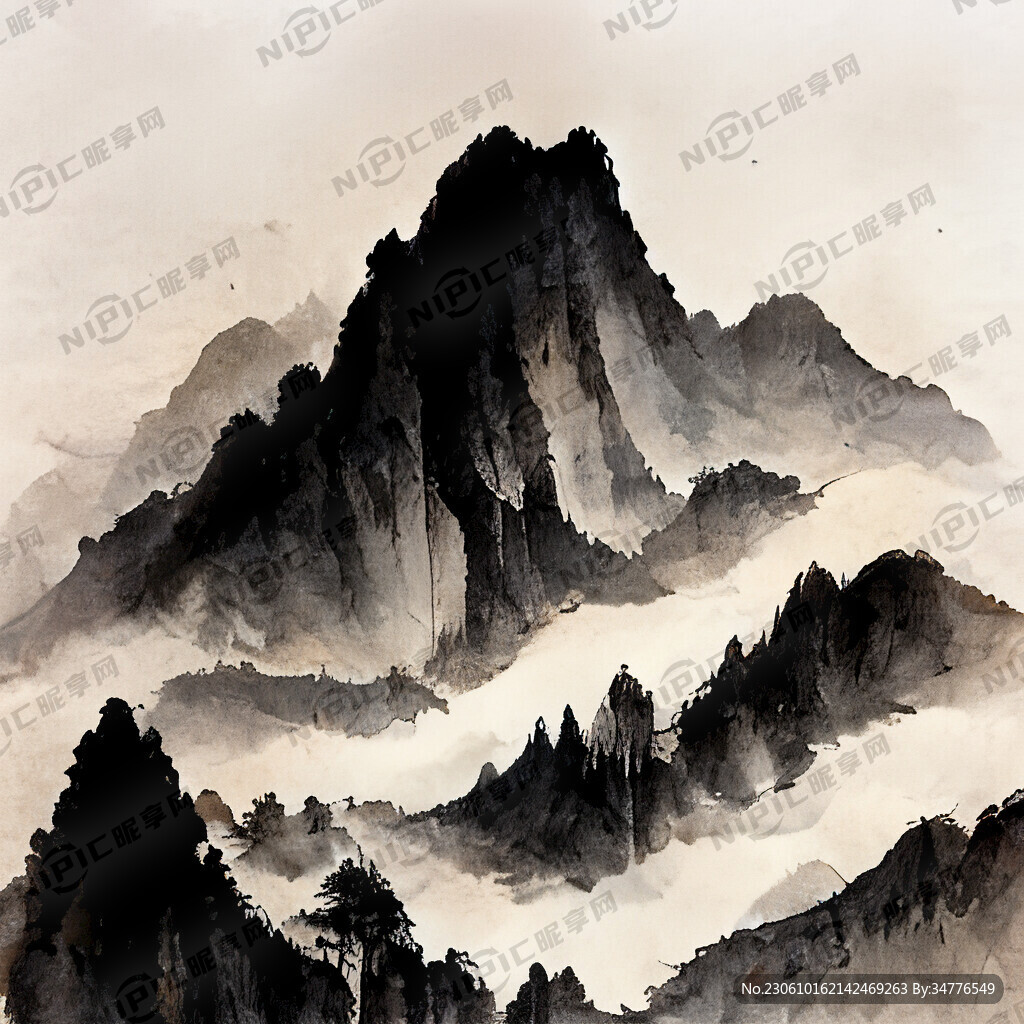山谷 中国风 中国画 山水