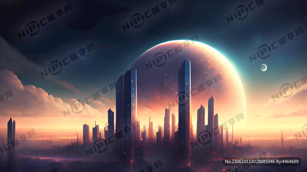 无穷符号 城市 未来 星空 光