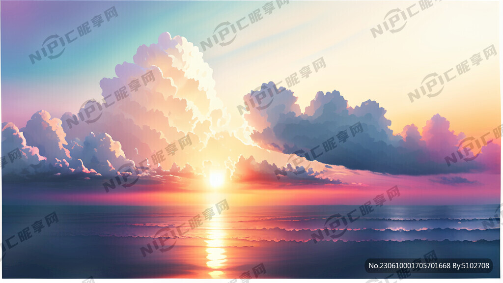 白色背景天空梦幻彩色白云明亮中