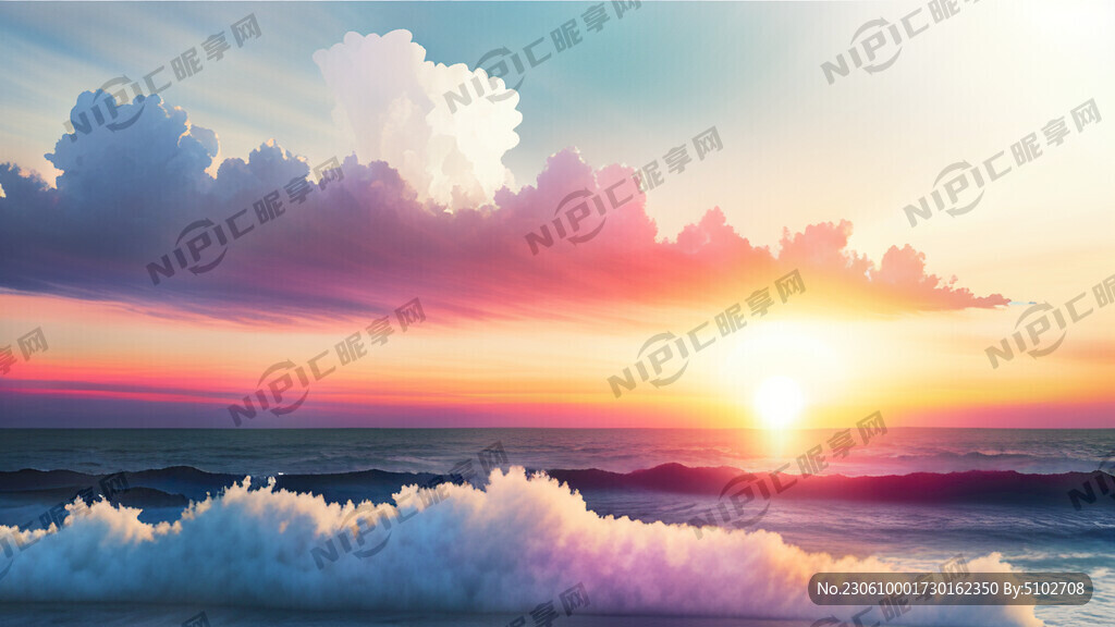 白色背景天空梦幻彩色白云明亮中