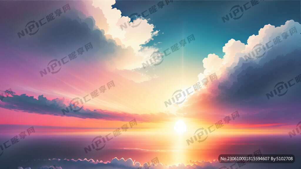 白色背景天空梦幻彩色白云明亮中
