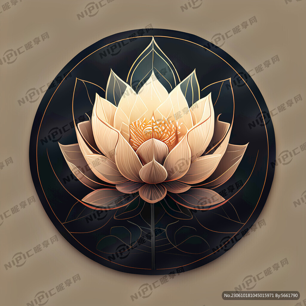 荷花 圆形 线条 标识