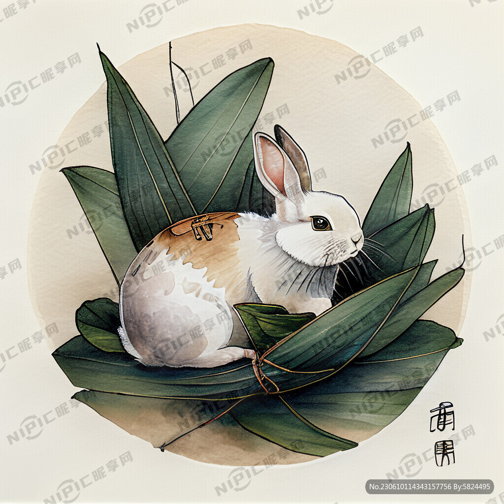 包粽子的兔子
