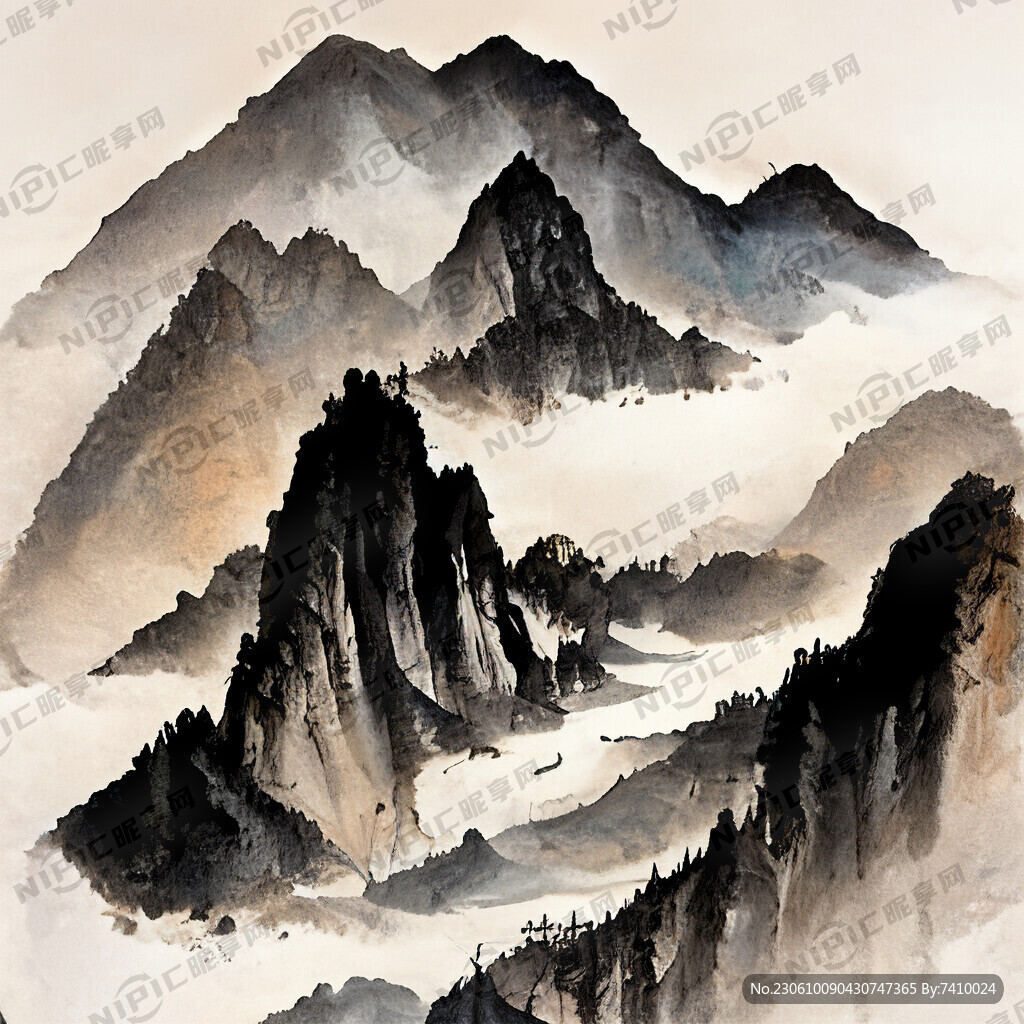 山谷 中国风 中国画 山水
