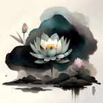 禅意释迦摩尼背景右莲花