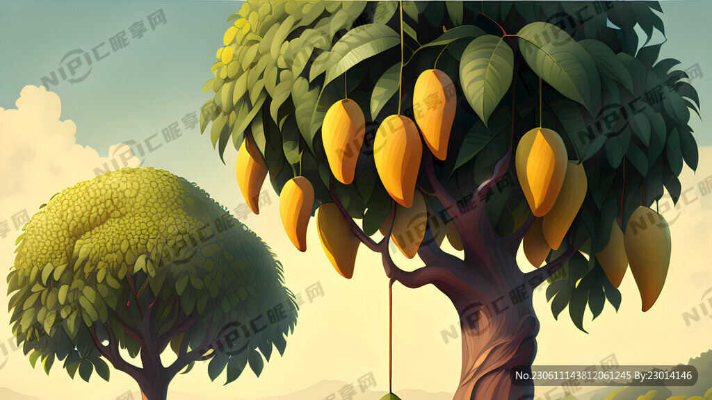芒果树 挂很多芒果