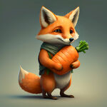 狐狸怀里抱着胡萝卜