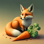 狐狸趴在胡萝卜上