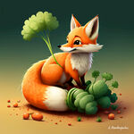 狐狸趴在胡萝卜上卡通