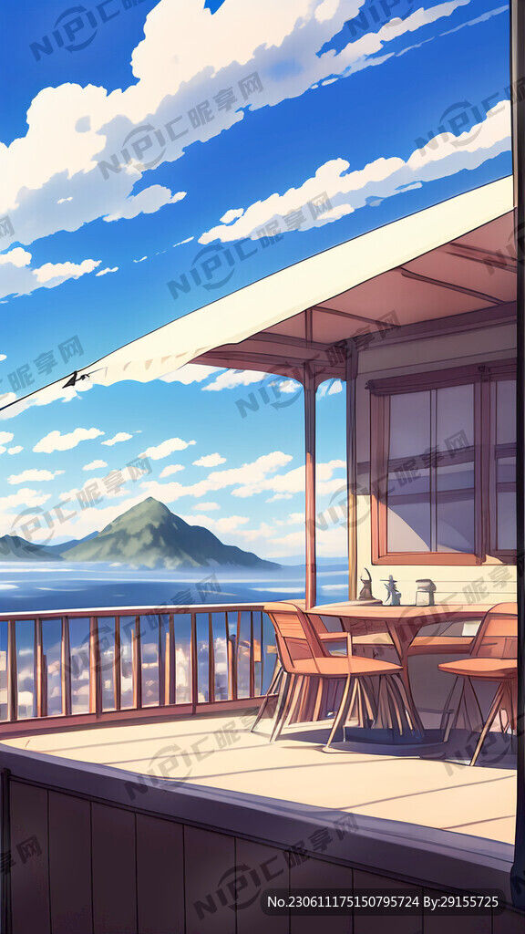 天台露营 动漫风