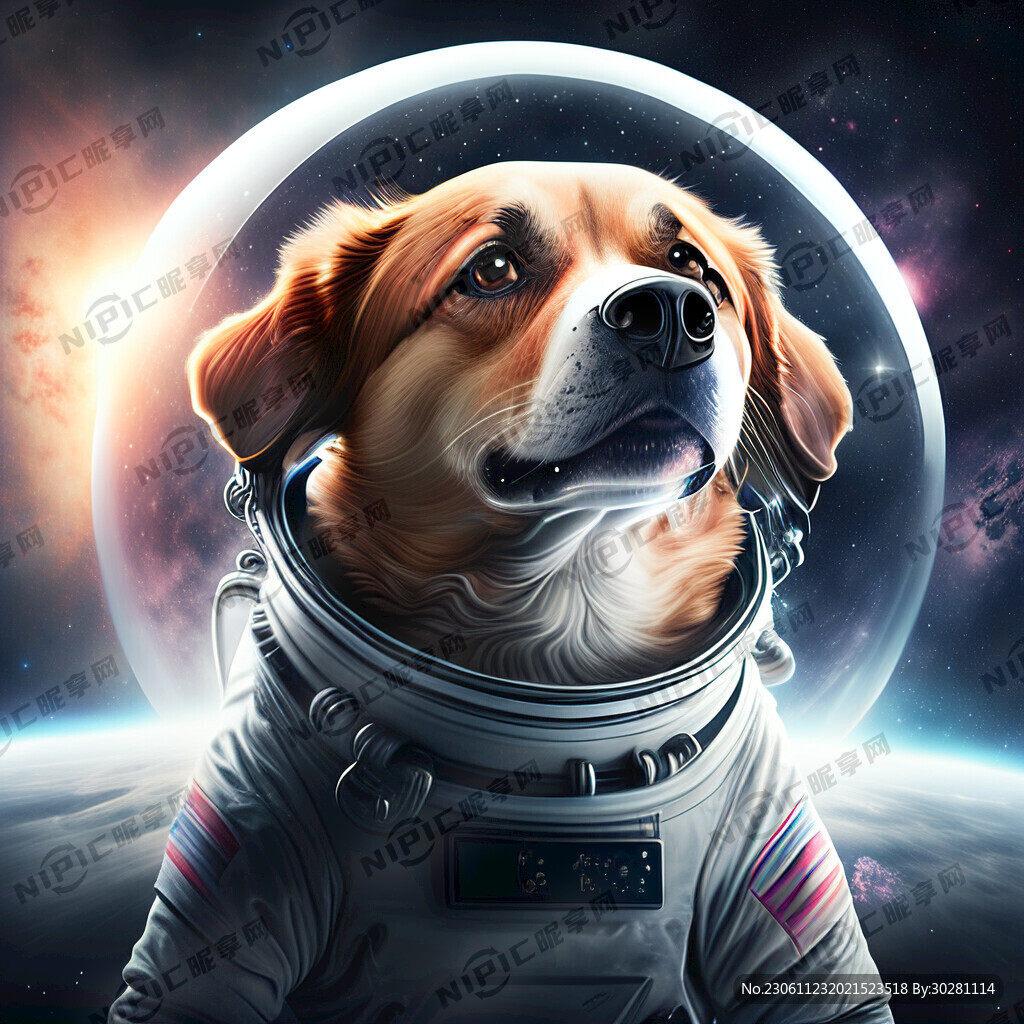 一只狗在太空上